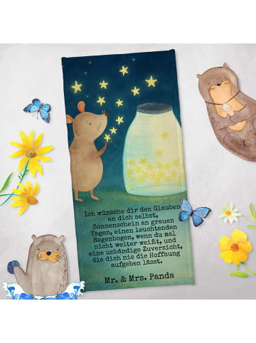 Mr. & Mrs. Panda Handtuch Maus Sterne Design mit Spruch in Weiß