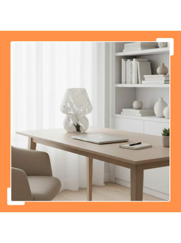 relaxdays Tischlampe "Pilz" in Weiß/ Schwarz - (H)24 x Ø 16 cm