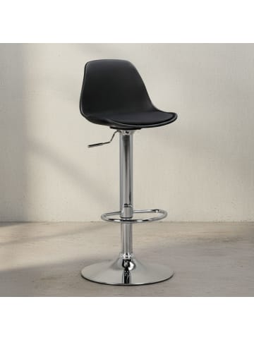 KADIMA DESIGN Barhocker BERN, Lederoptik, verchromtes Gestell, drehbar, max. 110 kg in Schwarz