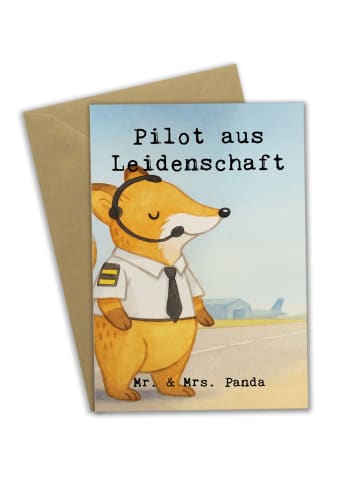 Mr. & Mrs. Panda Beileidskarte Pilot Leidenschaft Design mit Spruch in Weiß