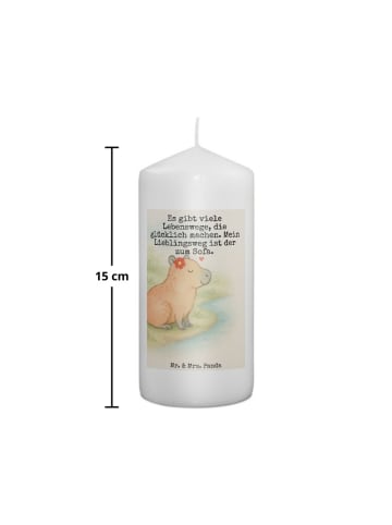 Mr. & Mrs. Panda Wachskerze Capybara Blume Design mit Spruch in Weiß