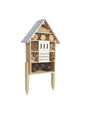relaxdays Insektenhotel in Natur/ Silber - (B)38 x (H)77 x (T)10 cm