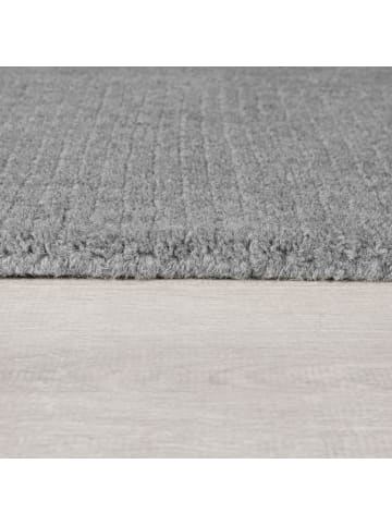 KADIMA DESIGN Wollteppich Uni-Design mit Bordüre, rutschfest, 100% Wolle Teppich in Grau