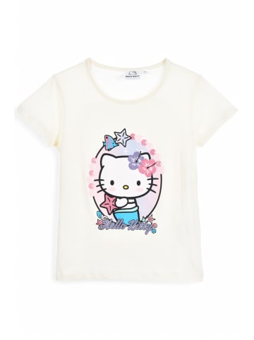Hello Kitty T-Shirt Hello Kitty mit Glitzer in Weiß