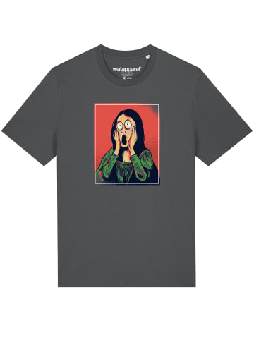 wat? Apparel T-Shirt Mona Lisa Scream in Grau