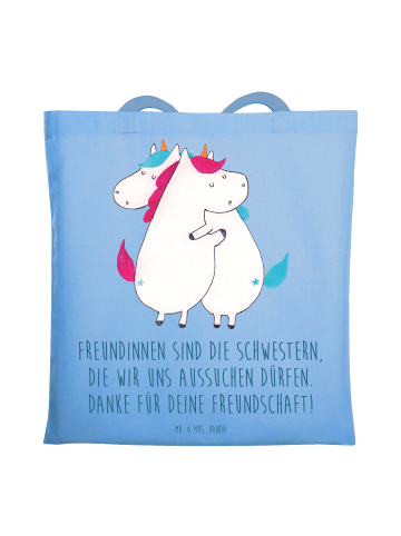 Mr. & Mrs. Panda Tragetasche Freundinnen Schwestern mit Spruch in Sky Blue
