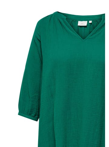ONLY Carmakoma Midi-Kleid V-Ausschnitt 3/4 Arm regular fit in Grün