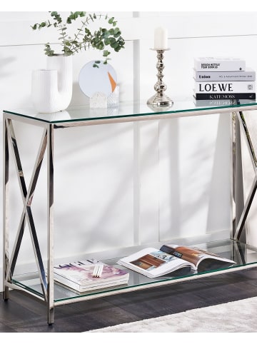 Beliani Konsolentisch AUDET in Silber/Transparent - (W) 120 x (H) 76 x (L) 40 cm