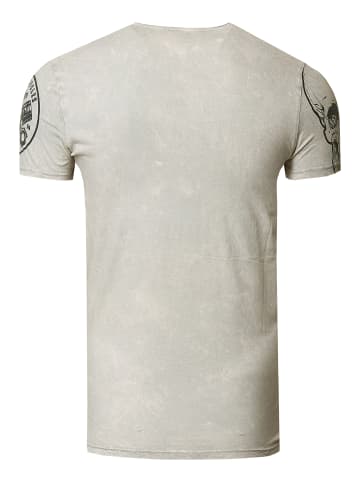 Rusty Neal Rocker T-Shirt Light Washed mit Skull-Print in Grau