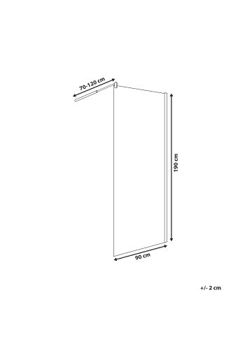 Beliani Duschwand AHAUS in Transparent/Silber - (W) 90 x (H) 190 x (L) 90 cm