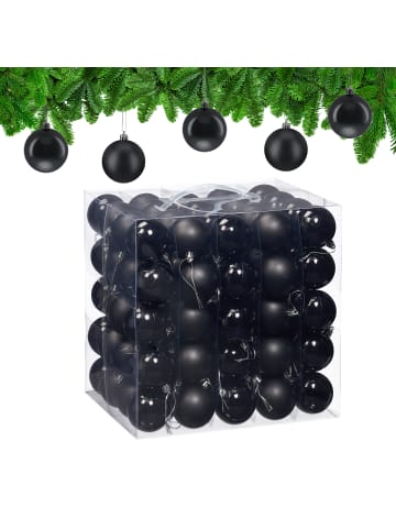 relaxdays 100-tlg. Weihnachtskugeln Set in Schwarz