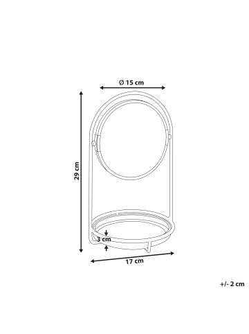 Beliani Kosmetikspiegel INDRE in Gold/Schwarz - (W) 17 x (H) 29 x (L) 17 cm
