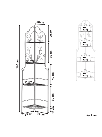 Beliani Badezimmerregal SIDERNO in Schwarz/Gold - (W) 35 x (H) 158 x (L) 35 cm