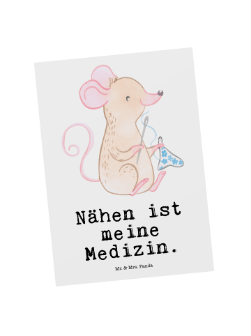 Mr. & Mrs. Panda Postkarte Maus Nähen mit Spruch in Weiß