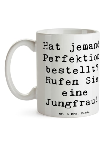 Mr. & Mrs. Panda Mug Spruch Jungfrau Perfektion mit Spruch in Weiß
