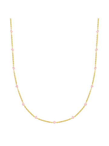 Glanzstücke München Kette aus Sterling Silber mit Erdbeerquarz in gelbgold