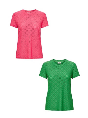 JACQUELINE de YONG Shirt 2er-Set Kurzarm Rundhals T-Shirt in Artischocken Grün