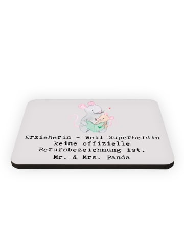 Mr. & Mrs. Panda Magnet Erzieherin Superheldin mit Spruch in Grau Pastell