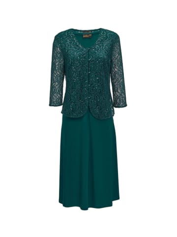 GOLDNER Kurzgröße:  Edler Zweiteiler mit Pailletten-Detail in smaragd