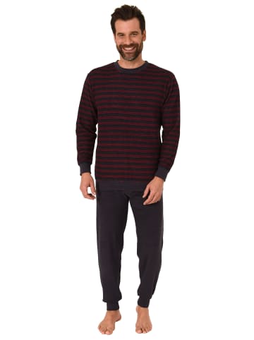 NORMANN langarm Frottee Pyjama Schlafanzug Bündchen - 67707 in rot