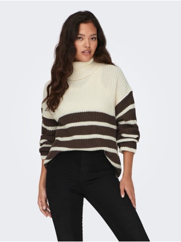 JACQUELINE de YONG Strickpullover Gestreift Rollkragen JDYJUSTY in Braun