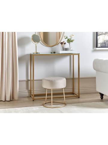Beliani Hocker DELCO in Beige/Gold - (W) 35 x (H) 40 x (L) 35 cm