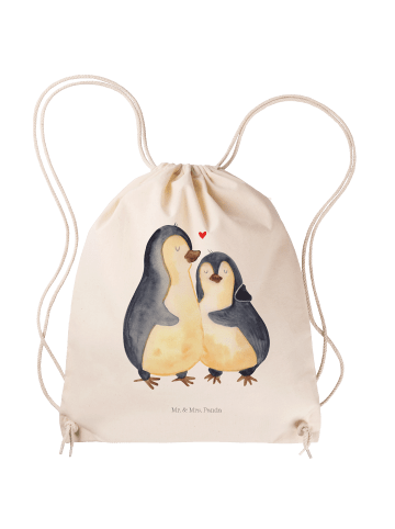 Mr. & Mrs. Panda Jutebeutel Pinguin umarmen ohne Spruch in Creme