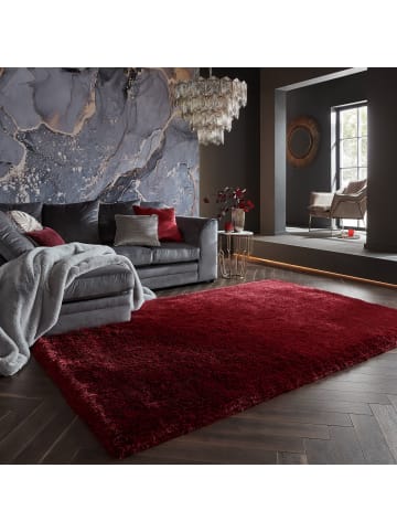 KADIMA DESIGN Superweicher Hochflor-Teppich in modernem Design in Rot
