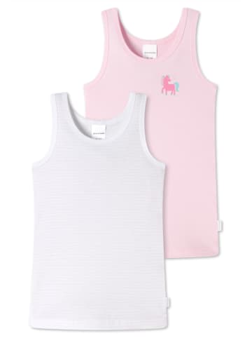 Schiesser Unterhemd / Top Kids Girls Feinripp Organic Cotton in Weiß / Hellrosa