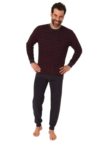 NORMANN langarm Frottee Pyjama Schlafanzug Bündchen - 67711 in rot