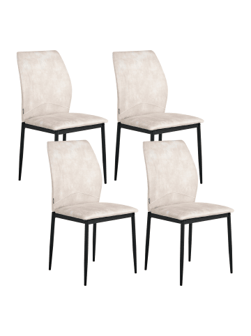 Beliani 4er-Set Esszimmerstuhl ROCHEPORT in Beige/Schwarz