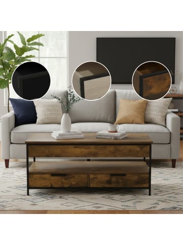 relaxdays Couchtisch in Braun/ Schwarz- (B)100 x (H)48 x (T)50 cm