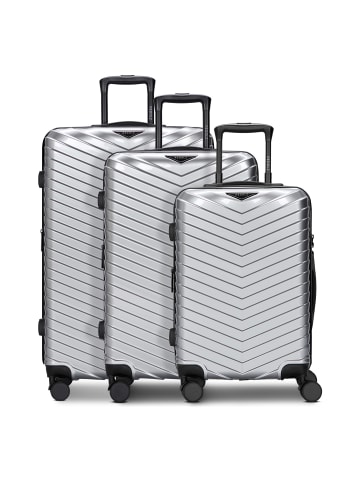 Redolz Essentials 18 4 Rollen Kofferset 3-teilig mit Dehnfalte in Metallic-Silver Shiny