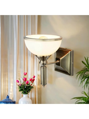 Licht-Erlebnisse Wandlampe (B)15 x (H)27 cm in Messing Antik WeißMessing Antik Weiß