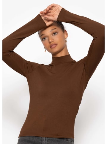 SASSYCLASSY Langarm Shirt mit Rollkragen in Braun