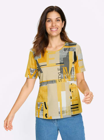 Sieh an! Kurzarm-Shirt in ocker-sand-bedruckt