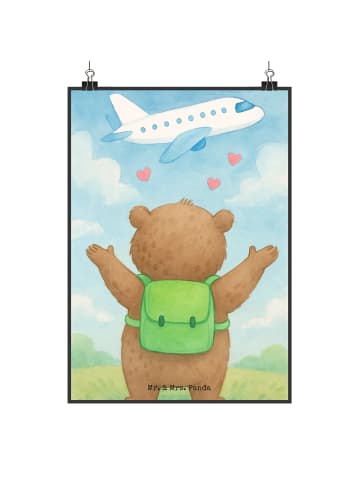 Mr. & Mrs. Panda Posterdruck Bär Flugzeug Design ohne Spruch in Weiß