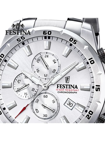Festina Chronograph-Armbanduhr Festina Timeless Chronograph silber groß (ca. 45mm)
