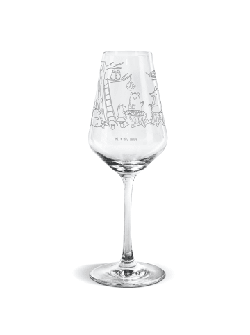 Mr. & Mrs. Panda Weinglas Waldtiere Picknick ohne Spruch in Transparent