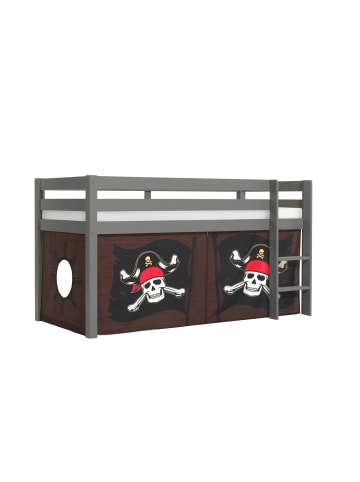 58 aufm Kessel KINDERBETT Karolina 210x114x106 Massivholz Grau Textilset Caribian