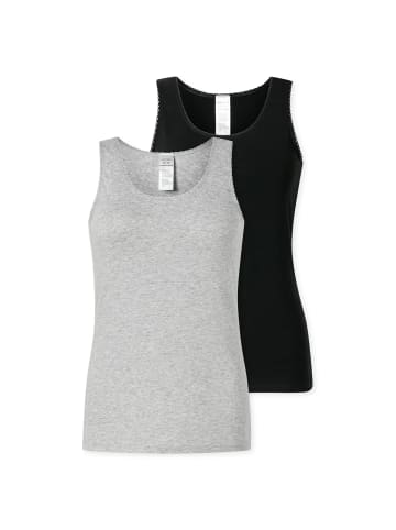 Schiesser Unterhemd 2er Pack in Schwarz/Grau