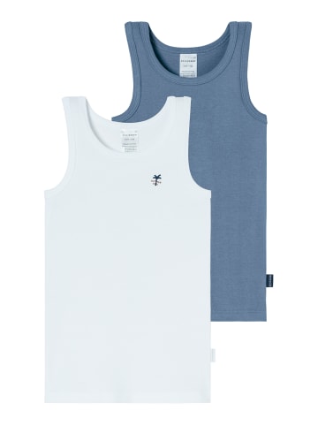Schiesser Unterhemd Fine Rib Multi in jeansblau, weiss