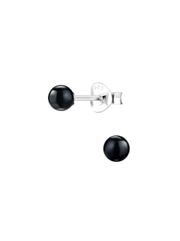Alexander York Ohrringe, Ohrstecker PERLE 4 mm schwarz in 925 Sterling Silber, 2-tlg.