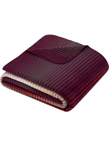 Ibena Jacquard, Baumwollmischung Wohndecke in rot/beige