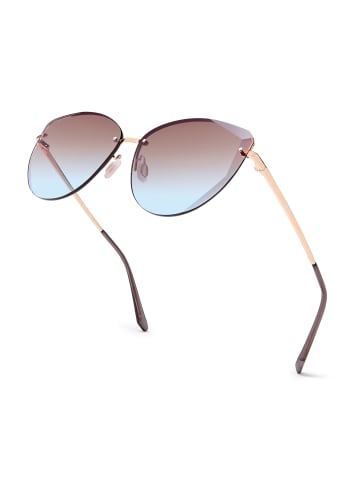 styleBREAKER Cateye Sonnenbrille in Gold / Violett-Blau Verlauf