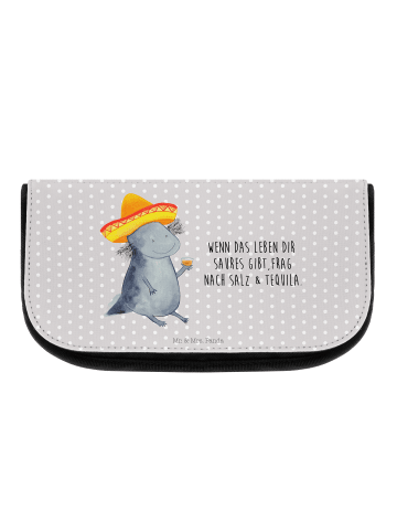 Mr. & Mrs. Panda Make-Up Tasche Axolotl Tequila mit Spruch in Grau Pastell