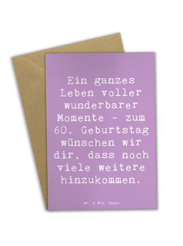 Mr. & Mrs. Panda Grußkarte Spruch 60. Geburtstag Momente mit Spruch in Lavendeltraum
