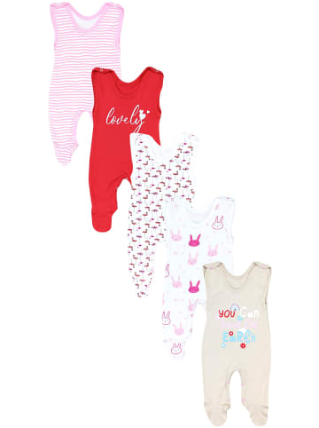 TupTam Baby Strampler mit Aufdruck Spruch 5er Pack in rot/weiß