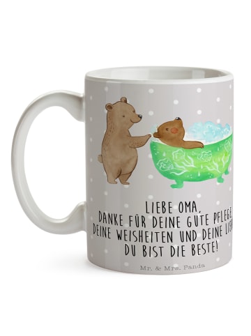 Mr. & Mrs. Panda Mug Oma Baden mit Spruch in Grau Pastell