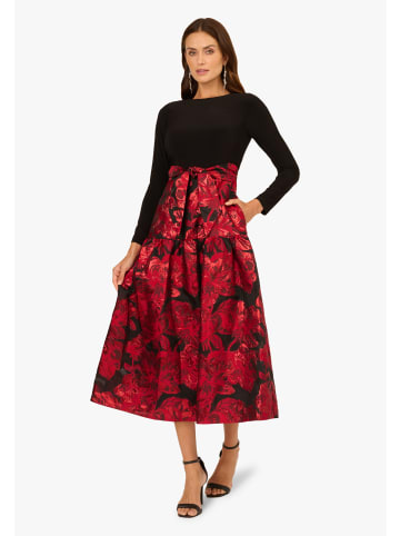 Adrianna Papell Cocktail Kleid Combo Floral Jacquard Dress in schwarz/rot